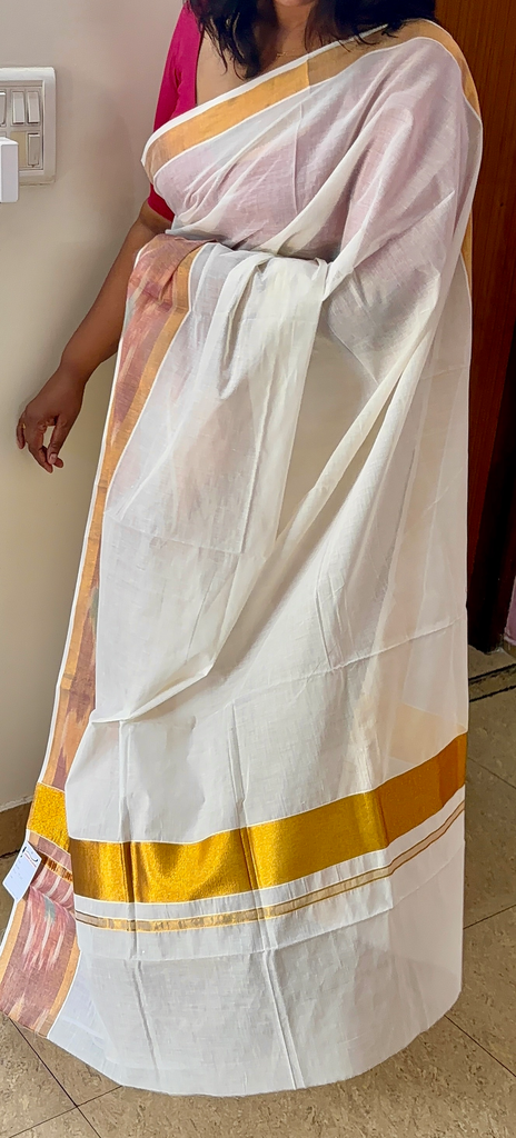Kerala cotton Saree pochampalli boarder